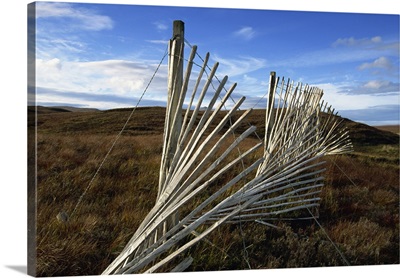 Snow fences and moorland, near Dundonnell, Wester Ross, Scotland
