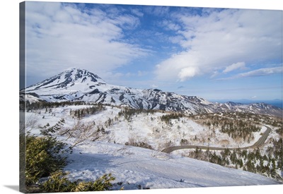 Snowcapped mountains in Shiretoko National Park, Hokkaido, Japan