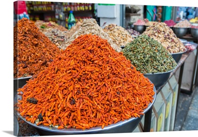 Spices and fruits in a traditional market in Jerusalem, Israel