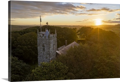 St. Dennis Parish Church Emerging From Trees, St. Dennis, Cornwall, England