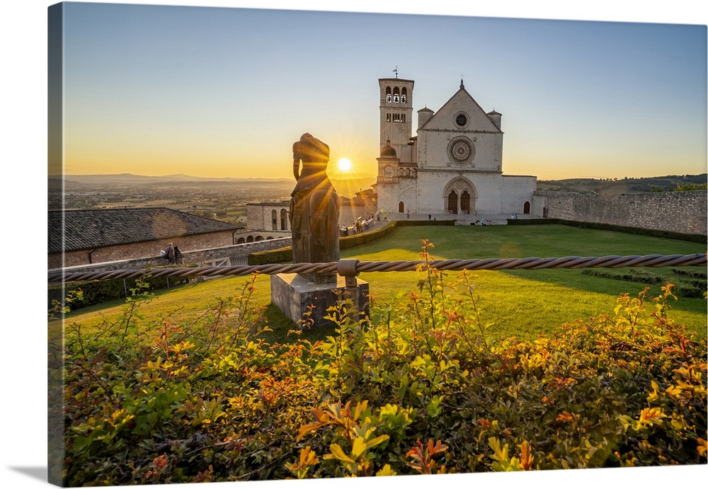 St. Francis Cathedral at sunset, UNESCO World Heritage Site, Assisi, Umbria, Italy, Europe