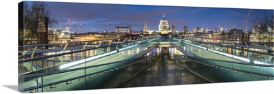 St. Pauls Cathedral At Night, City Of London, London, England