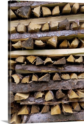 Stack of firewood typical of the Alps, Austria