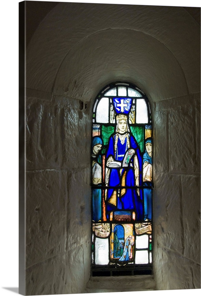Stained glass windows in St. Margarets Chapel, Edinburgh, Lothian, UK