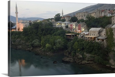 Stari Most Peace Bridge, Koski Mehmed Pasa Mosque, Old Town Houses, Mostar, Bosnia