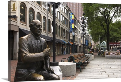 Statue in Quincy Market at Faneuil Hall Marketplace, Boston, Massachusetts