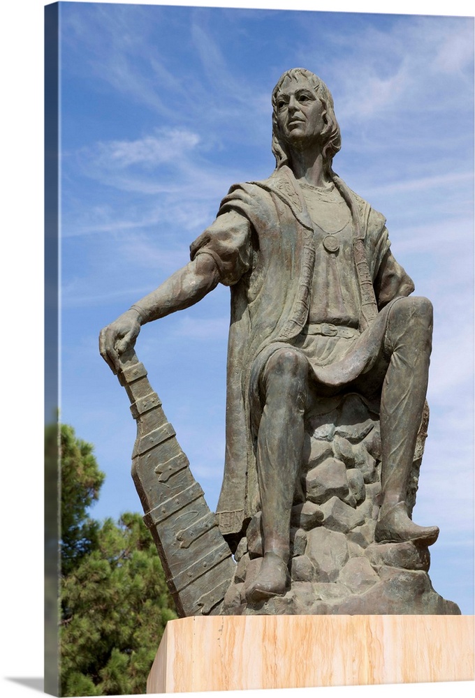 Statue of discoverer Christopher Columbus, La Rabida monastery, La Rabida, near Huelva, Costa de la Luz, Andalucia, Spain