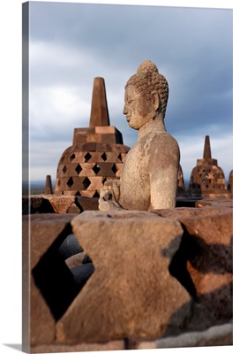 Stone Buddha Statue, Borobudur, 9th-Century Mahayana Buddhist Temple, Java, Indonesia