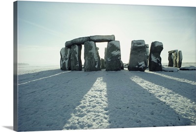 Stonehenge, in winter snow, Wiltshire, England