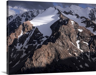 Stunning Mountainous Landscape Illuminated By Fading Sunlight, Kyrgyzstan