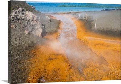 Sulphur river below Volcano Tavurvur, Rabaul, East New Britain, Papua New Guinea