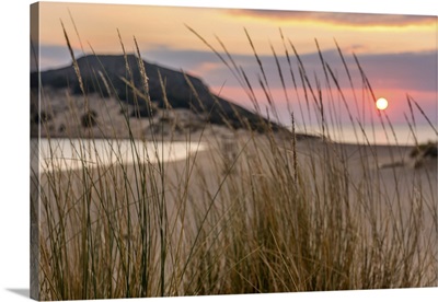 Sun Setting Down At The Sea On A Wild Natural Beach, Elafonisos Island, Greece