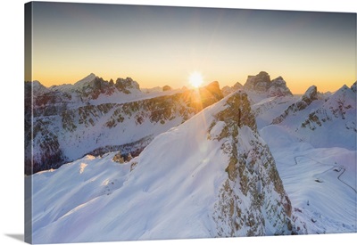 Sunrise On Ra Gusela, Lastoi De Formin And Monte Pelmo, Giau Pass, Dolomites, Italy