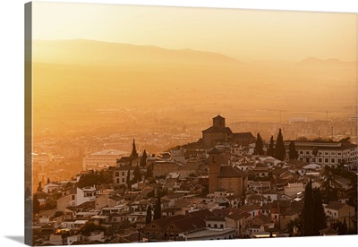 Sunset Above Historic Albaicin And Iglesia De San Cristobal, Granada, Andalucia, Spain image thumbnail