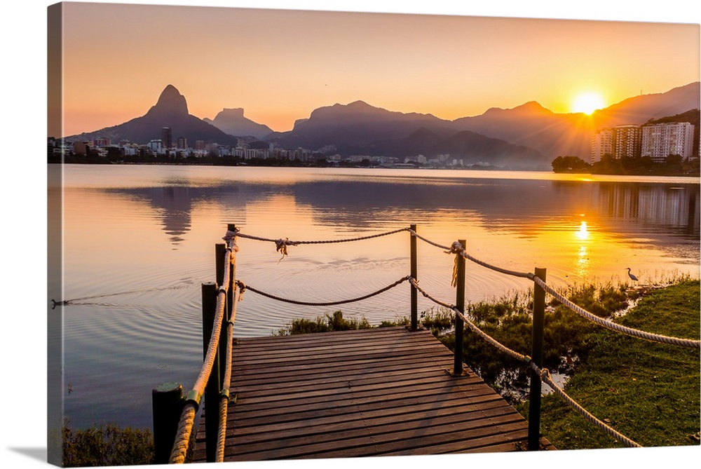 Sunset at Lagoa Rodrigo de Freitas in Rio de Janeiro, Brazil, South America