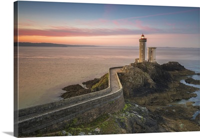Sunset at lighthouse of Phare du Petit Minou in Finistere, Brittany, France