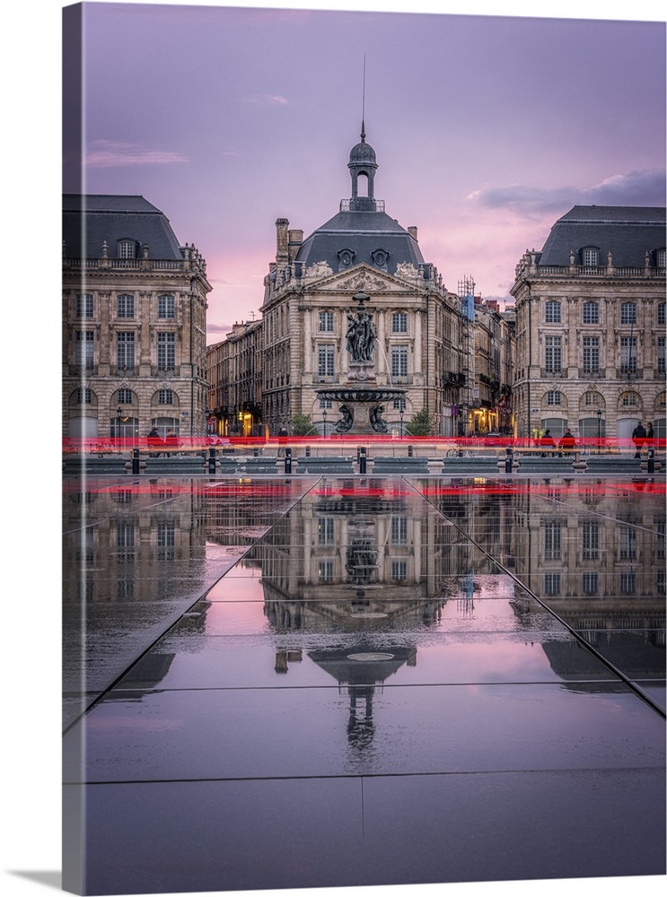 Sunset at Place de la Bourse at blue hour, Bordeaux, Gironde, Aquitaine, France, Europe