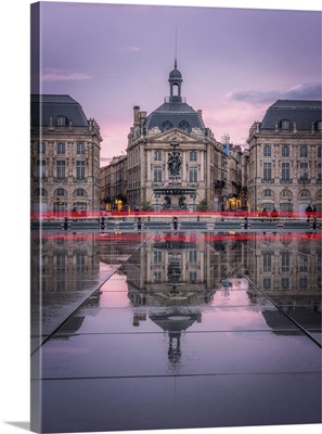 Sunset At Place De La Bourse At Blue Hour, Bordeaux, Gironde, Aquitaine, France, Europe