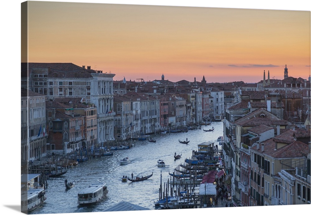 Sunset over rooftops, Venice, UNESCO World Heritage Site, Veneto, Italy, Europe