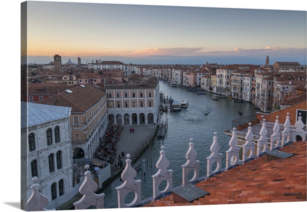 Sunset over rooftops, Venice, UNESCO World Heritage Site, Veneto, Italy, Europe,