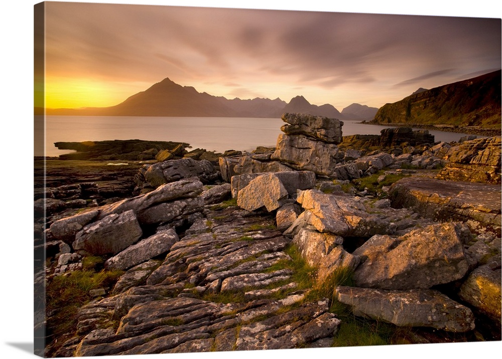 Sunset over the Cuillin Hills from Elgol, Isle of Skye, Highland, Scotland