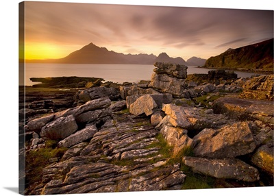 Sunset over the Cuillin Hills from Elgol, Isle of Skye, Highland, Scotland