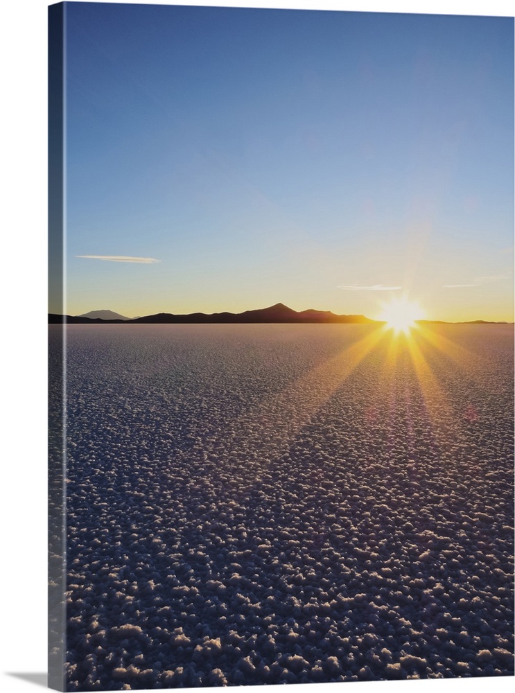 Sunset over the Salar de Uyuni, the largest salt flat in the world, Daniel Campos Province, Potosi Department, Bolivia, So...