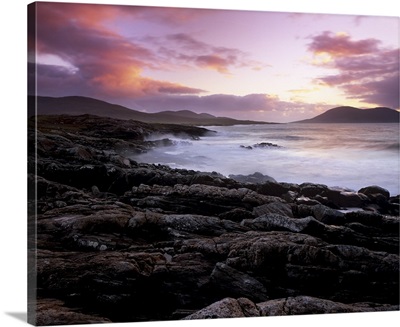 Sunset over the Sound of Taransay, South Harris, Harris, Outer Hebrides, Scotland