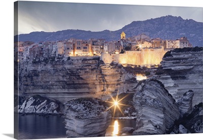 Sunset Over The Town Of Bonifacio, Island Of Corsica, France