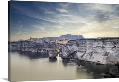Sunset Over The Town Of Bonifacio, Island Of Corsica, France