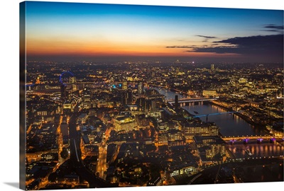 Sunset view over London, from The Shard, London, England