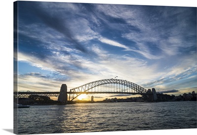Sydney harbour bridge at sunset, Sydney, New South Wales, Australia
