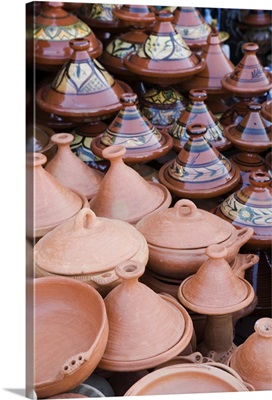 Tajine pots for sale in souk, Meknes, Morocco, North Africa, Africa
