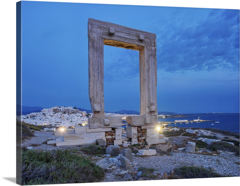 Temple of Apollo at dusk, Chora, Naxos City, Naxos Island, Cyclades, Greek Islands, Greece, Europe