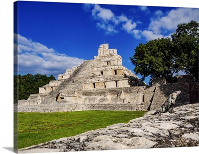 Temple Of Five Floors, Great Acropolis, Edzna Archaeological Site, Campeche, Mexico