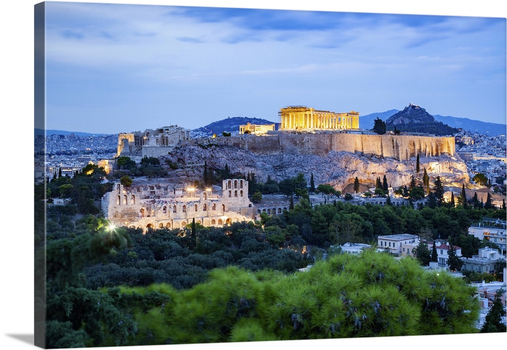 The Acropolis and the Parthenon at night, UNESCO World Heritage Site, Athens, Attica, Greece, Europe