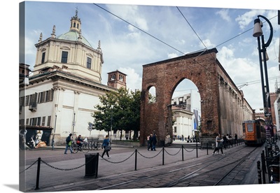 The Basilica of San Lorenzo Maggiore, important place of Catholic worship, Milan, Italy