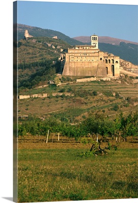 The Basilica of St. Francis of Assisi, in the countryside of Umbria, Italy