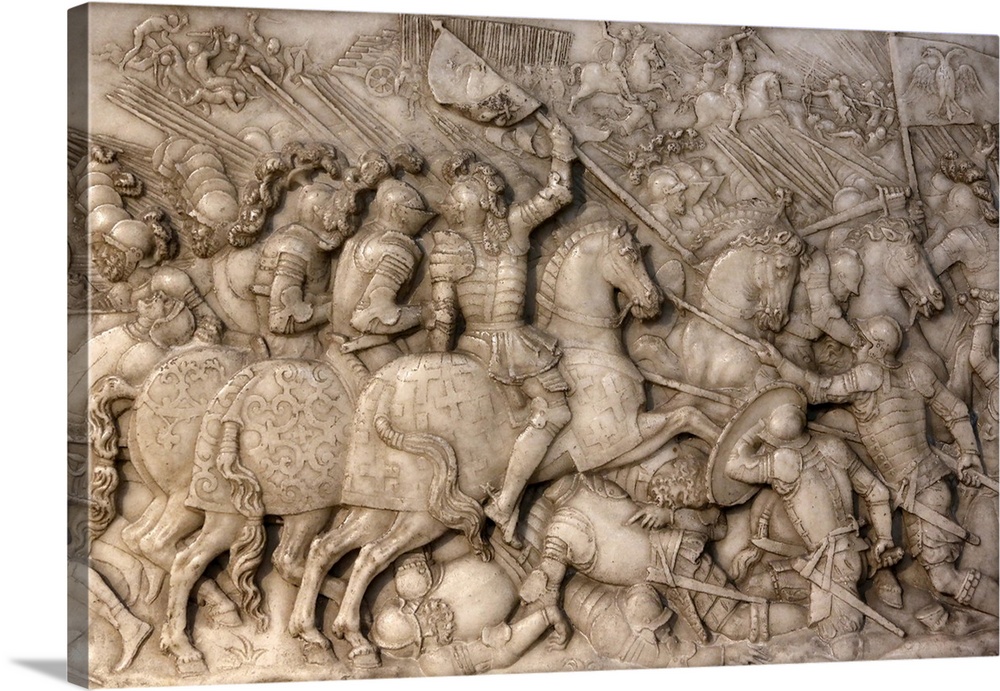 Foundation's low relief on the tomb of Francis 1 King of France and Claude of France depicting the battle of Cerisoles, wi...