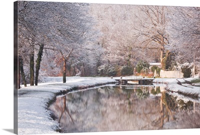 The Canal de Berry after a snow shower, Loir-et-Cher, Centre, France