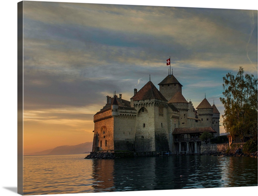 The Castle of Chillon, on Lake Geneva, Montreux, Canton Vaud, Switzerland