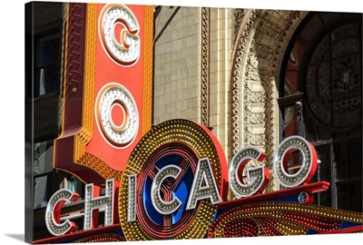 The Chicago Theater sign has become an iconic symbol of the city, Chicago, Illinois
