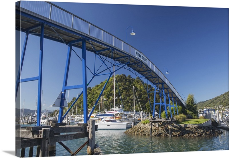 The Coathanger Bridge spanning the marina, New Zealand Wall Art, Canvas