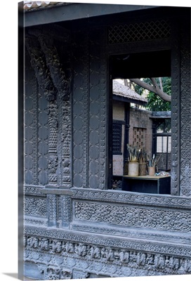 The exquisitely carved 300 year old wood facade of a Pol house, Ahmedabad, India