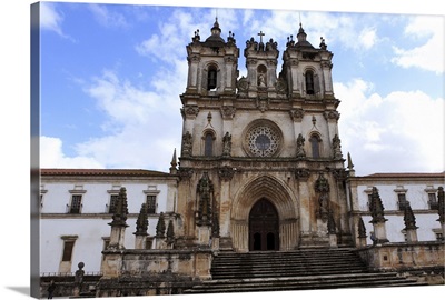 The facade of Alcobaca Monastery, Alcobaca, Estremadura, Portugal