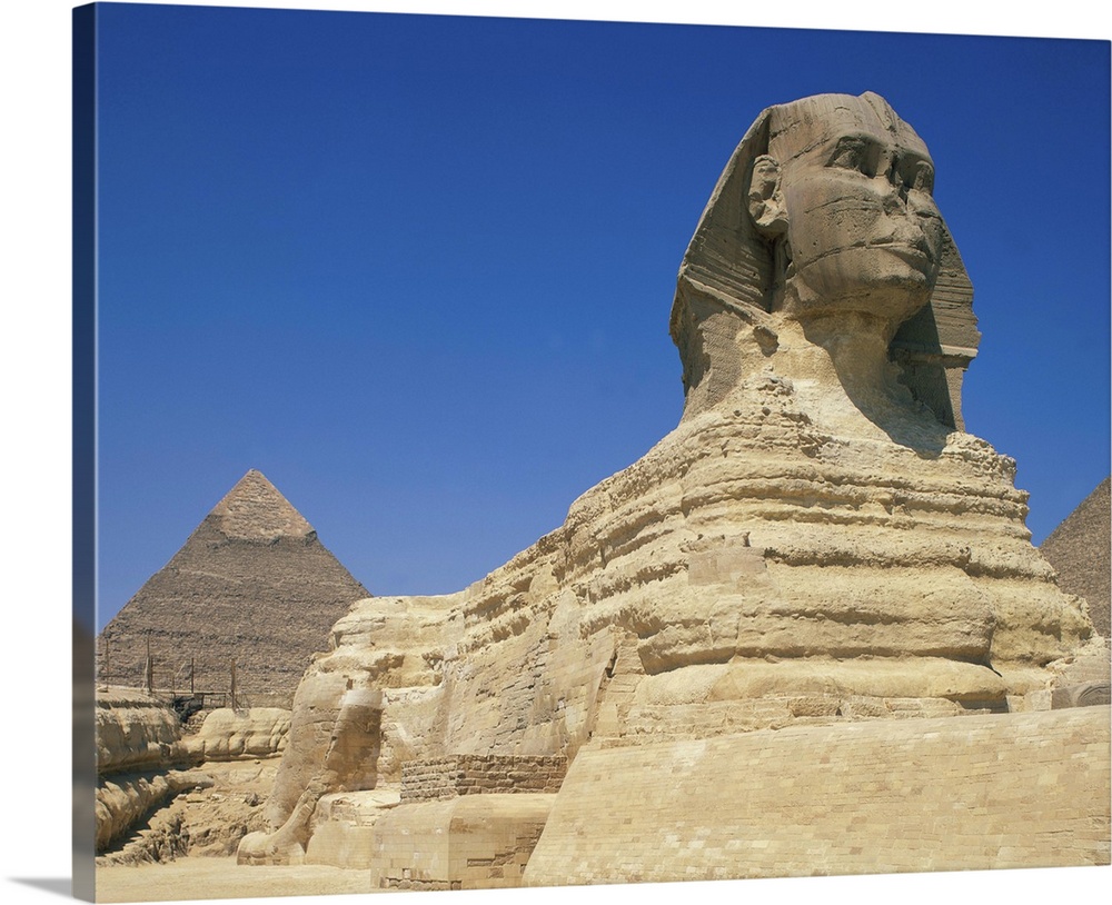 The Great Sphinx and one of the pyramids at Giza, Cairo, Egypt