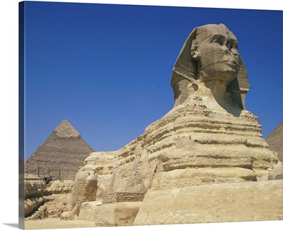 The Great Sphinx and one of the pyramids at Giza, Cairo, Egypt