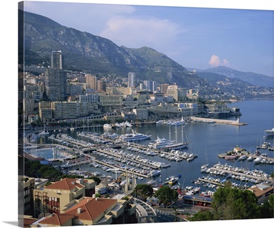 The harbour and skyline of Monte Carlo, Monaco, Mediterranean