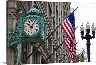 The Marshall Field Building Clock, now Macy's department store, Chicago, Illinois