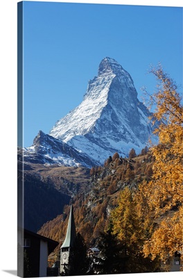 The Matterhorn, 4478m, in autumn, Zermatt, Valais, Swiss Alps, Switzerland